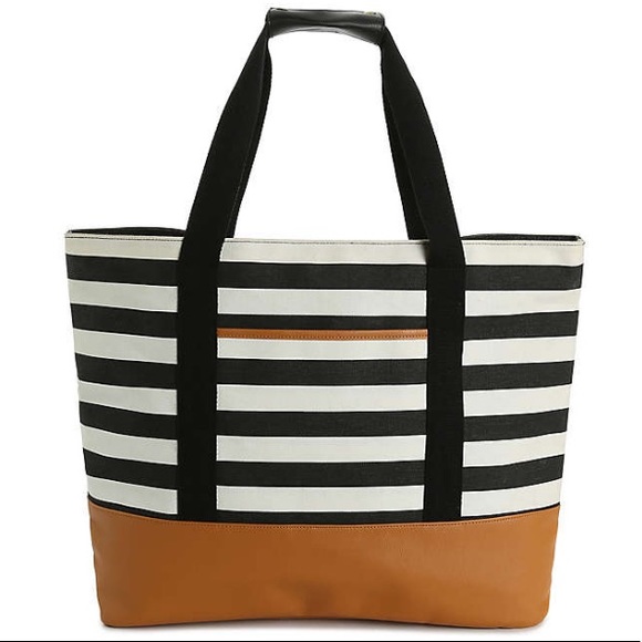 Black/White/Cognac Weekender Tote - NWT - Picture 5 of 7